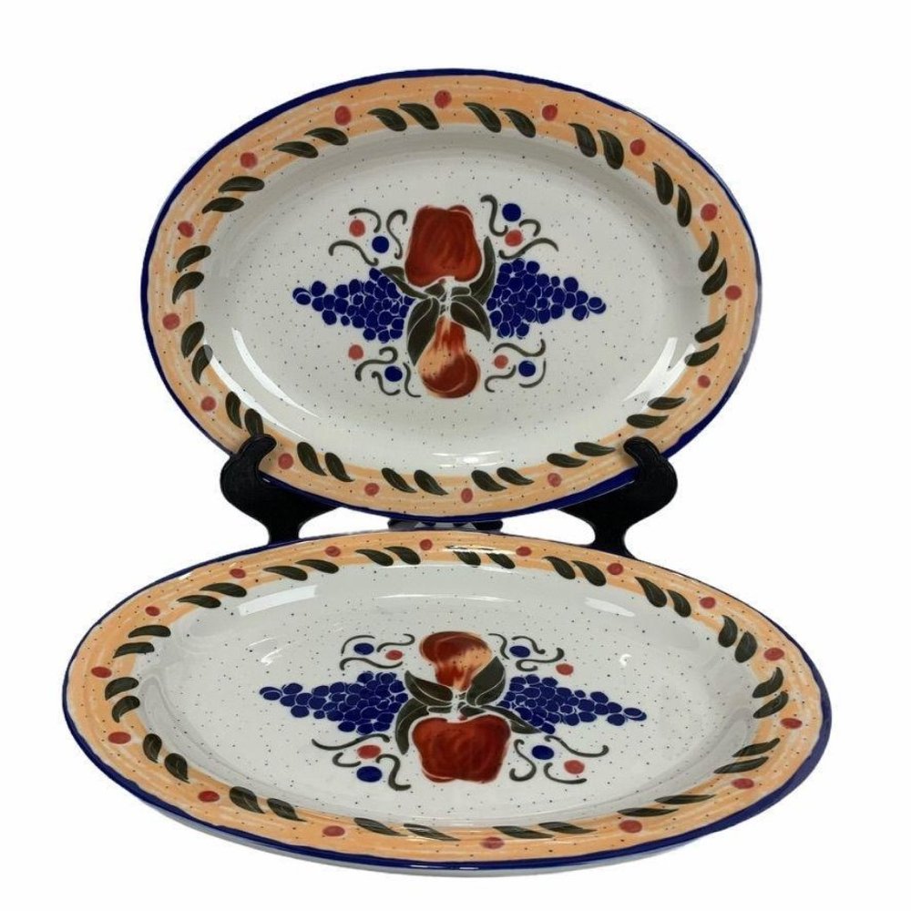 2 Buffalo‎ China Large Oval Fruit Platters 15"
